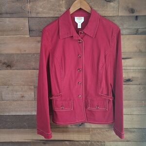 Talbots Red Stretch Cotton Twill Jacket Womens Size 14